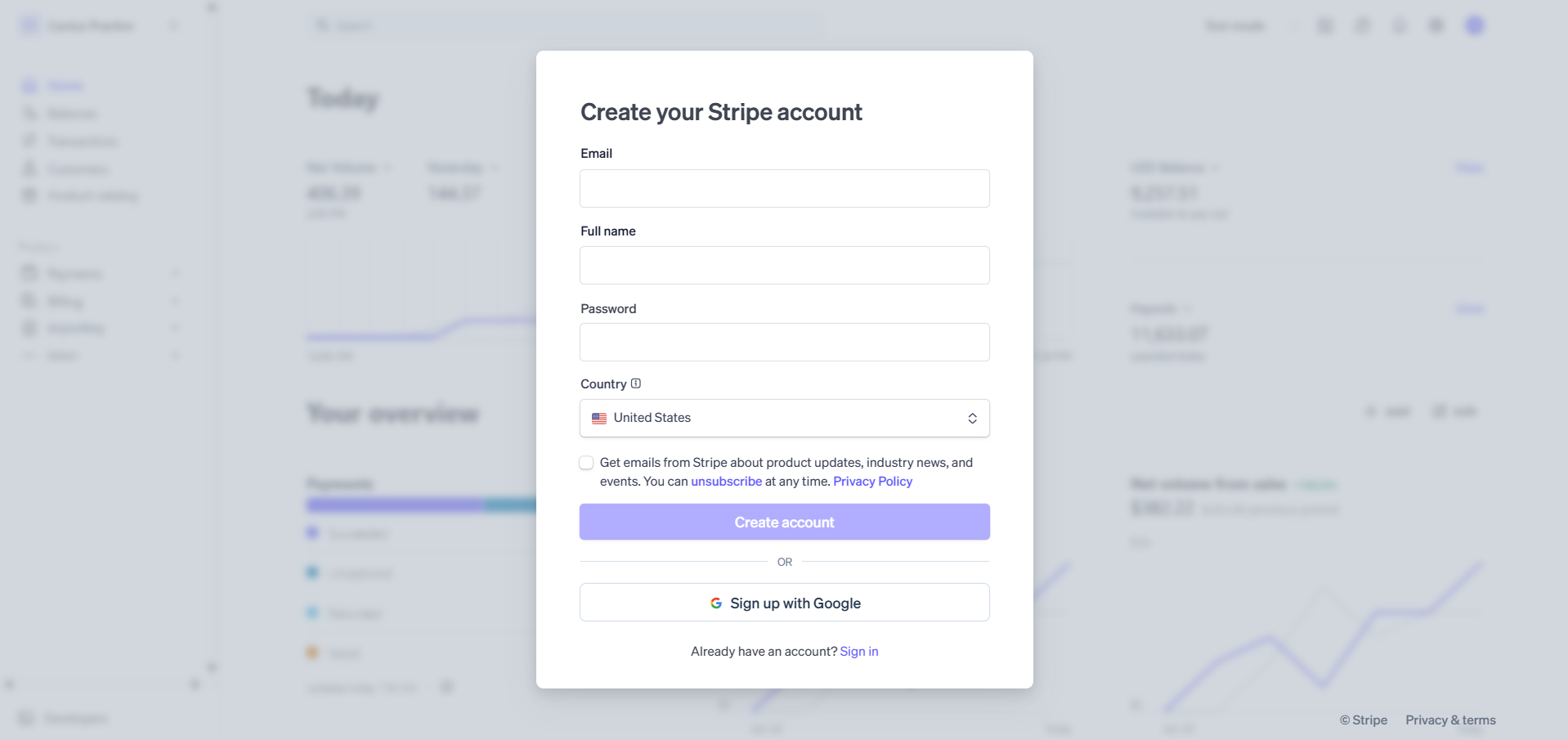 Stripe signup and email verification